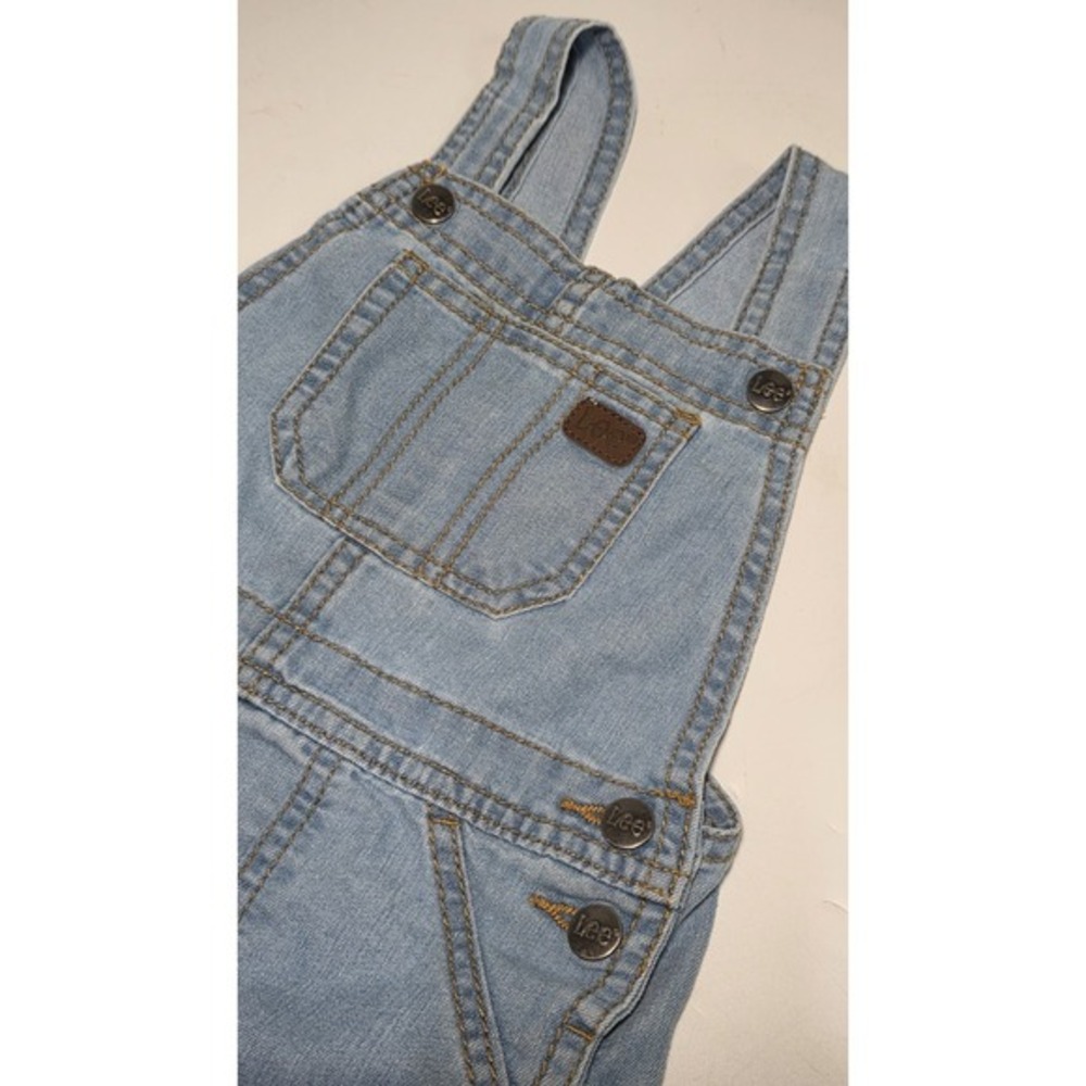 Toddler Lee Vintage Look Shortalls Denim Cotton Blend Size 2T Light Blue Unisex - Picture 2 of 9
